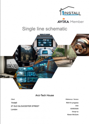 Cover page of a single line schematic document by 1Install