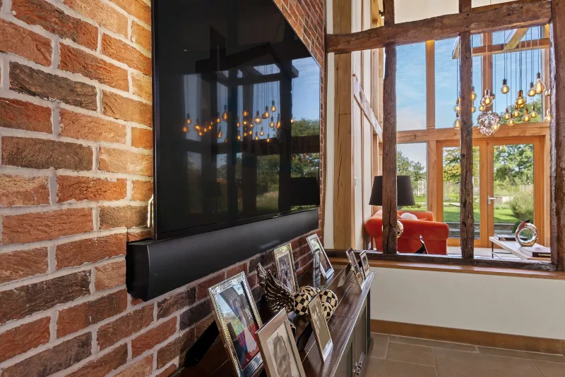 Soundbar built into the brickwork