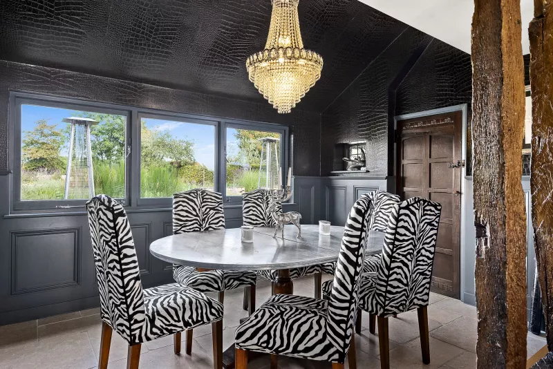 Dining room with chandelier