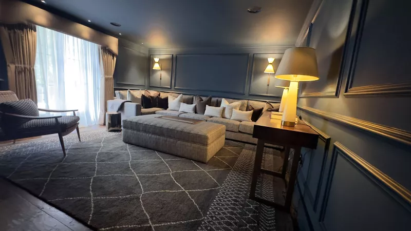 Finished living room in the Winchester townhouse