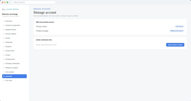 Manage account and permissions