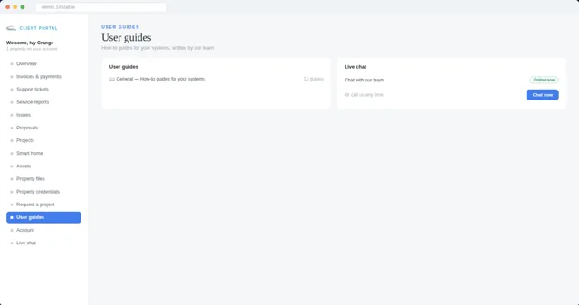 User guides and live chat