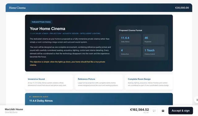 Home cinema section of the proposal