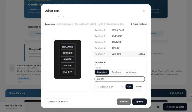 Keypad engraving designer