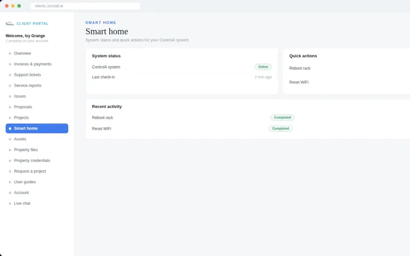 1Install client portal smart home page