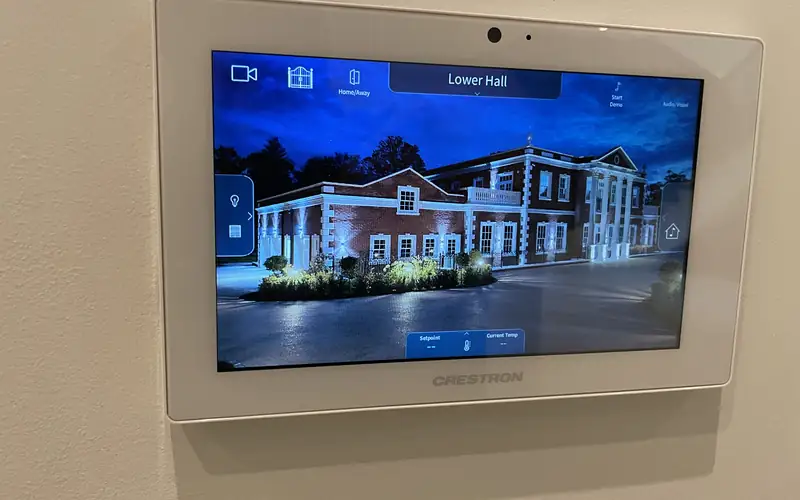 Crestron touch panel on a wall