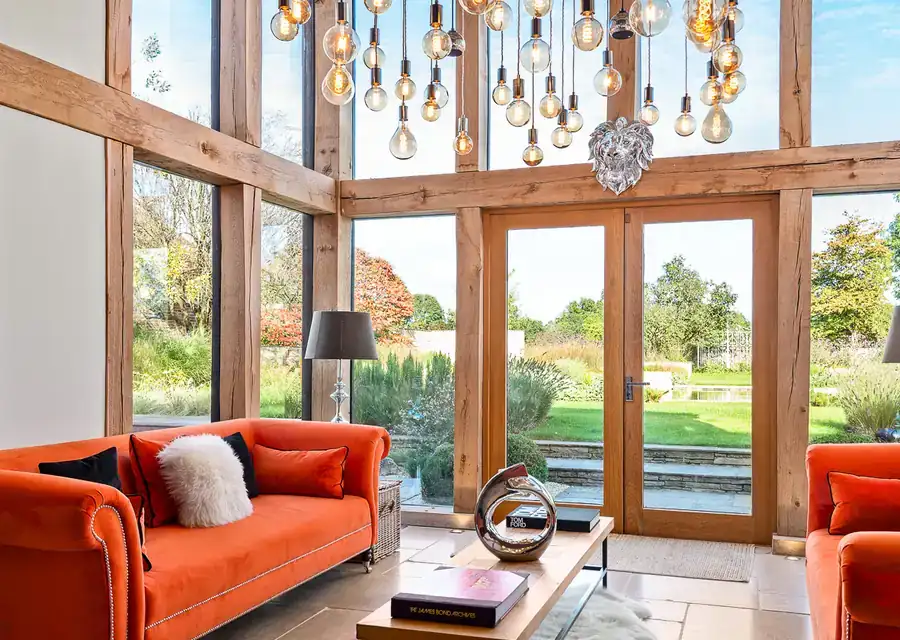 Open plan living space with integrated technology